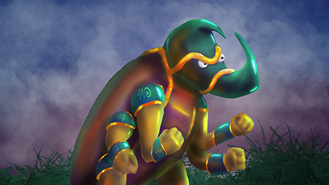 An anthropomorphic rhinoceros beetle illustration